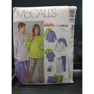 McCall's 4675 Easy Tops, Pants, Socks & Blanket Misses, Men, Teen XS-M Pattern